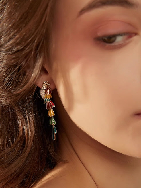 Tropical Parrot Dangle Earrings
