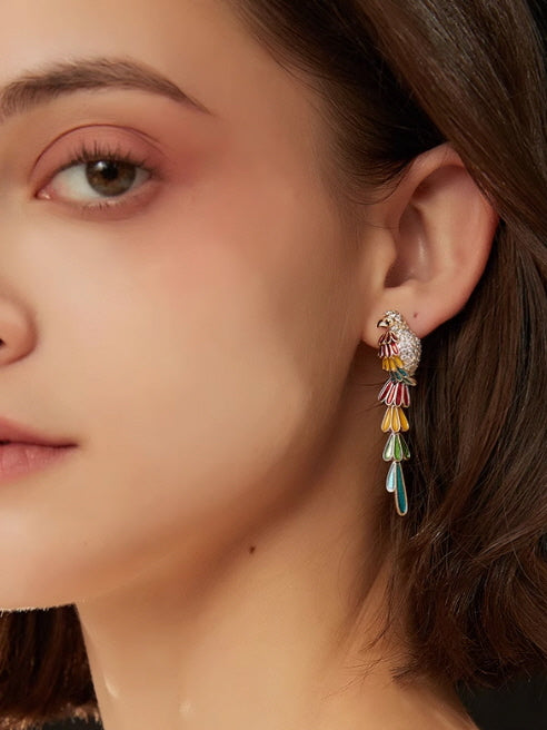 Tropical Parrot Dangle Earrings