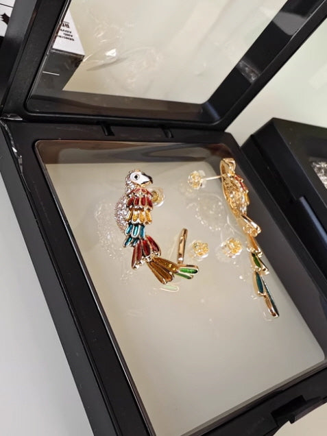 Tropical Parrot Dangle Earrings