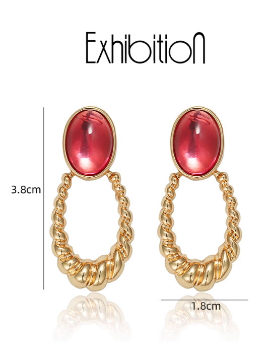 Vintage Garnet Loop Earrings