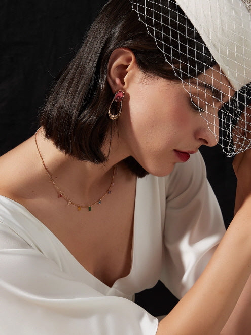 Vintage Garnet Loop Earrings
