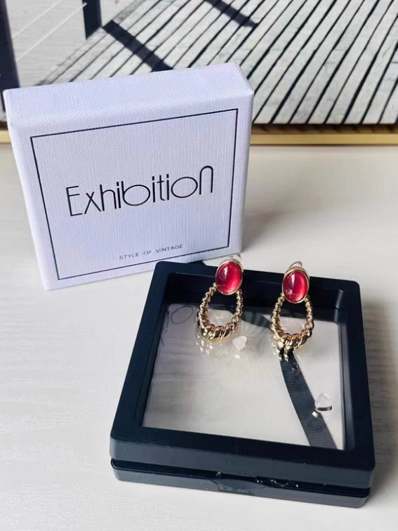 Vintage Garnet Loop Earrings