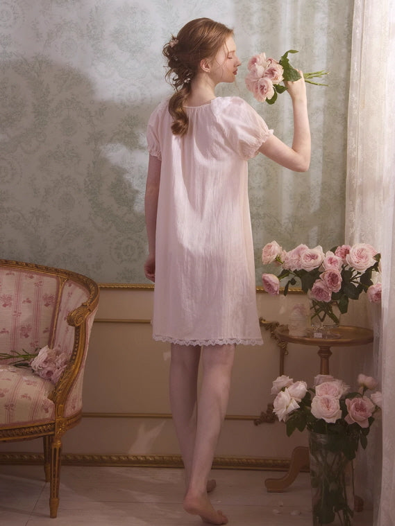 Romantic Lace-Trimmed Cotton Nightgown