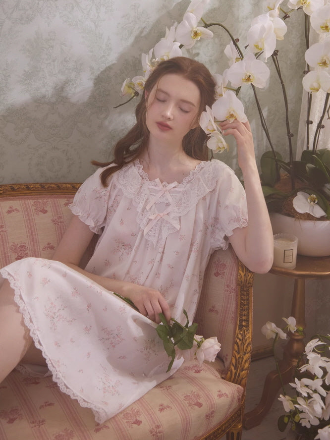 Romantic Lace-Trimmed Cotton Nightgown