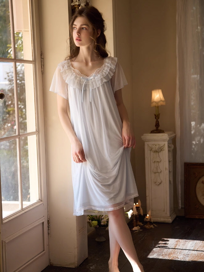 Ethereal Ruffled Lace Nightgown