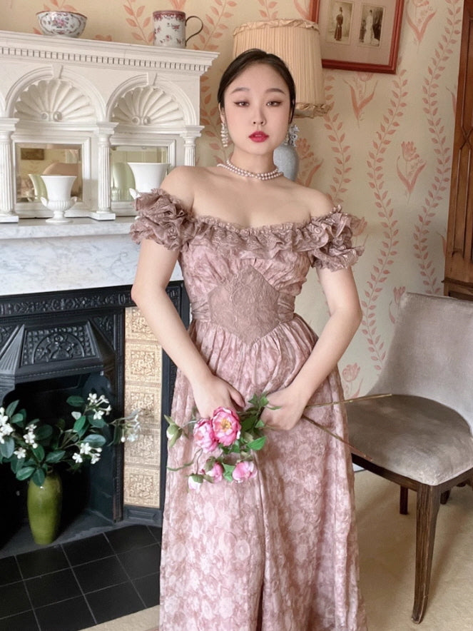 Old Rose Lace Dress Vintage 1950's Rose Pink Rhinestone Lace Party Dress Medium Old Rose Lace Dress Vintage 1950's Rose Pink Rhinestone Lace Party Dress Medium