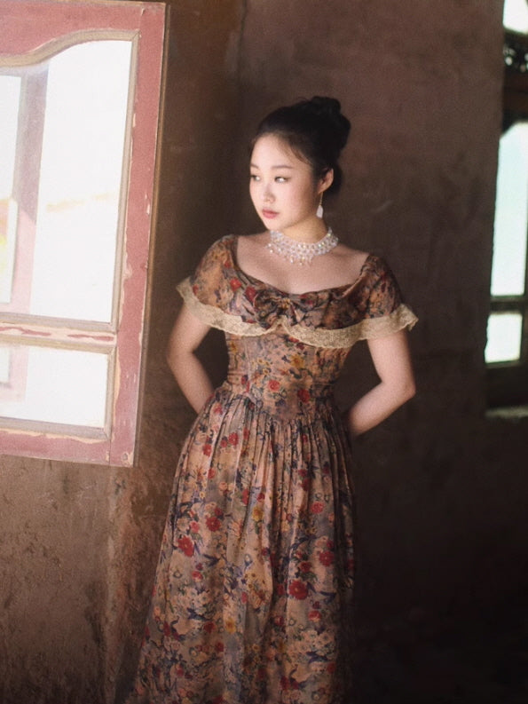 Romantic Victorian Floral Lace Dress