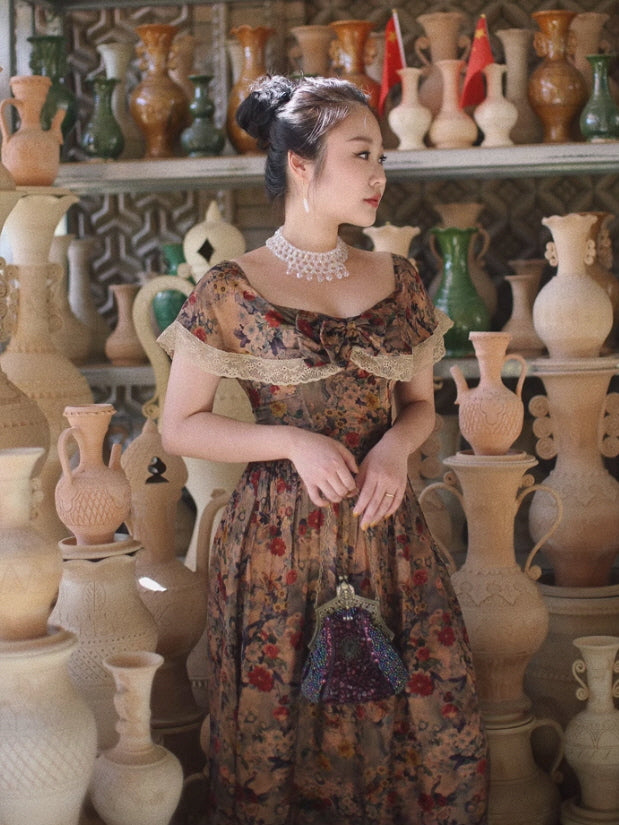 Romantic Victorian Floral Lace Dress