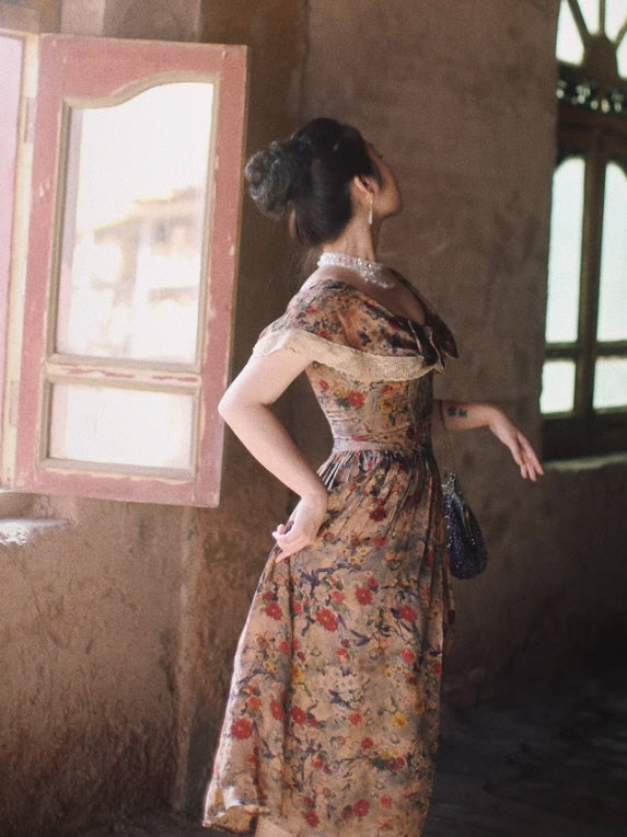 Romantic Victorian Floral Lace Dress