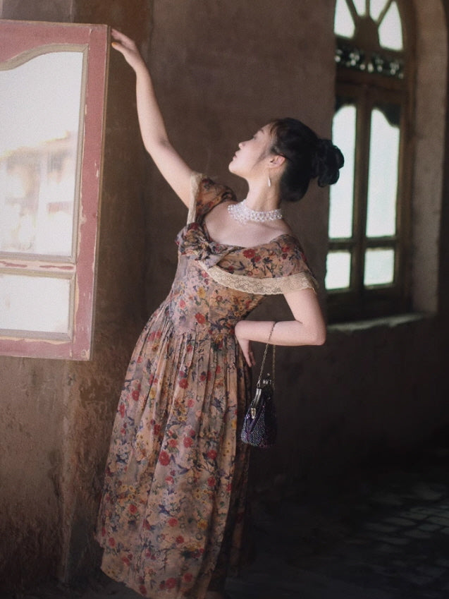 Romantic Victorian Floral Lace Dress