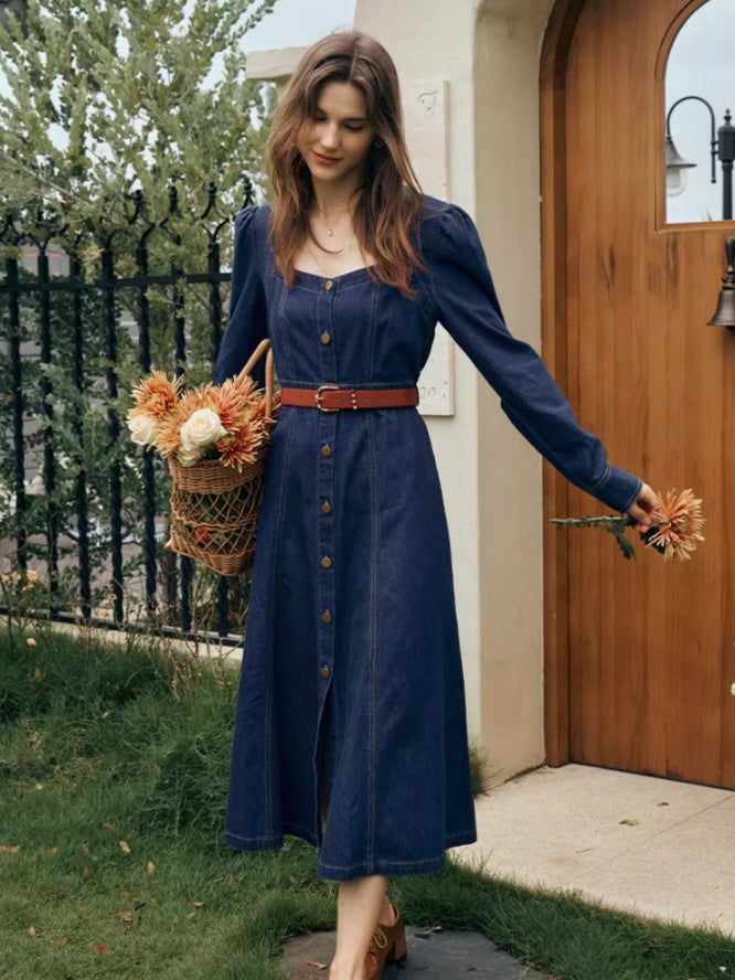 vintage jean dress Amber Denim - Chambray White & Co. for Sale Online United States Abnove The Knee Length Package Content Vintage Denim Shirt Dress for