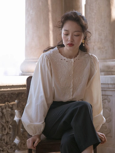 Vintage Embroidered Lace Blouse