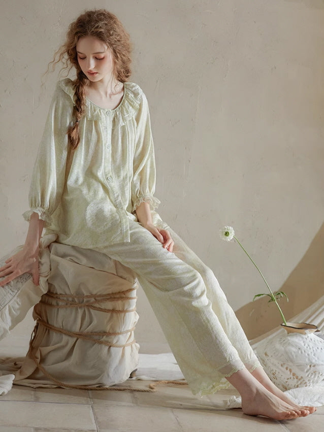 Ethereal Ruffled Floral Nightwear Set