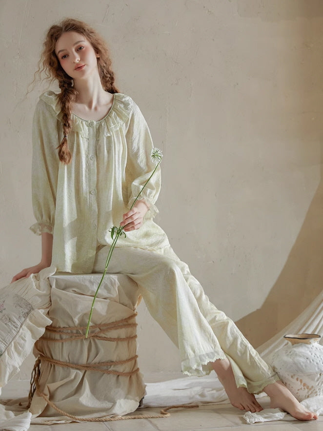Ethereal Ruffled Floral Nightwear Set