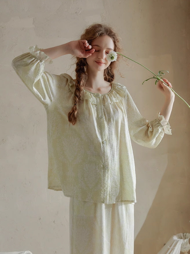 Ethereal Ruffled Floral Nightwear Set