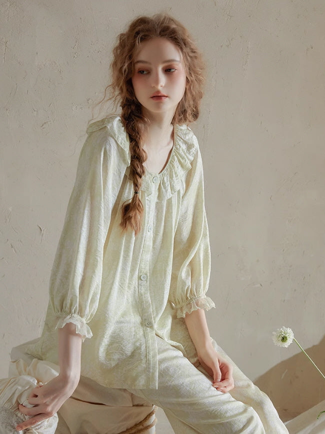 Ethereal Ruffled Floral Nightwear Set