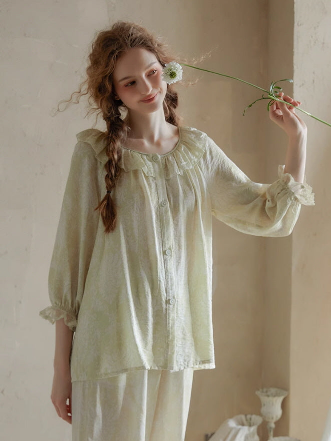 Ethereal Ruffled Floral Nightwear Set
