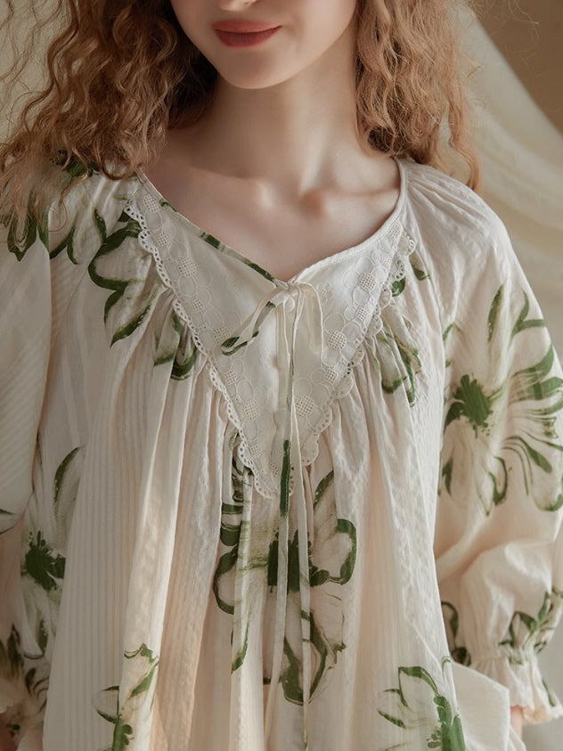 Vintage Floral Cotton Pajama Set