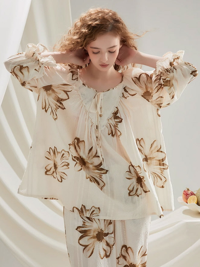 Vintage Floral Cotton Pajama Set