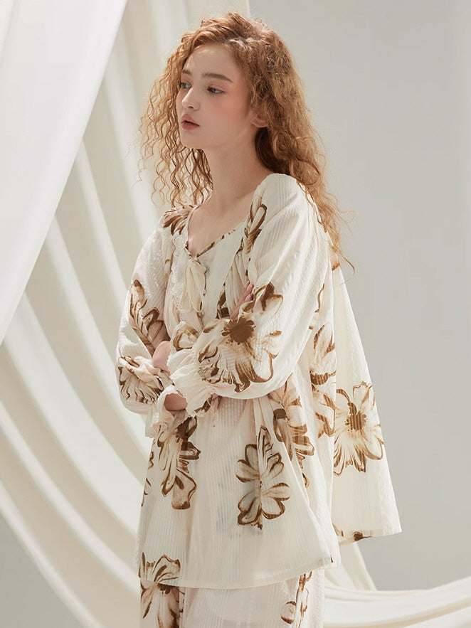 Vintage Floral Cotton Pajama Set