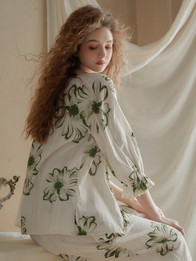 Vintage Floral Cotton Pajama Set