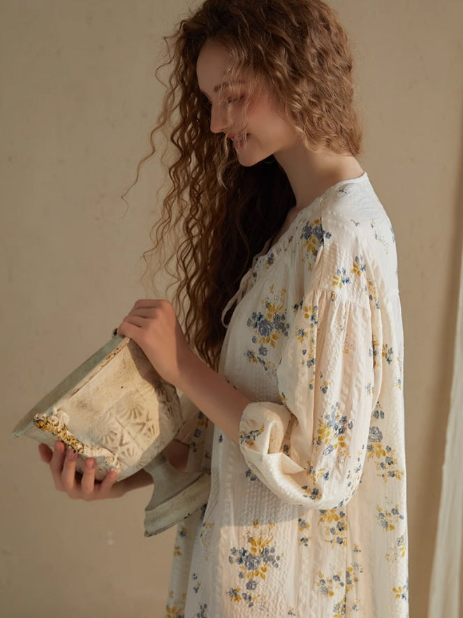 Blossom Whisper Vintage Cotton Nightgown