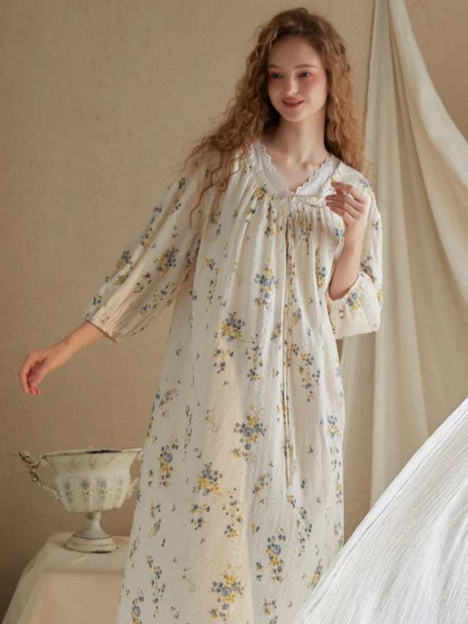 Blossom Whisper Vintage Cotton Nightgown