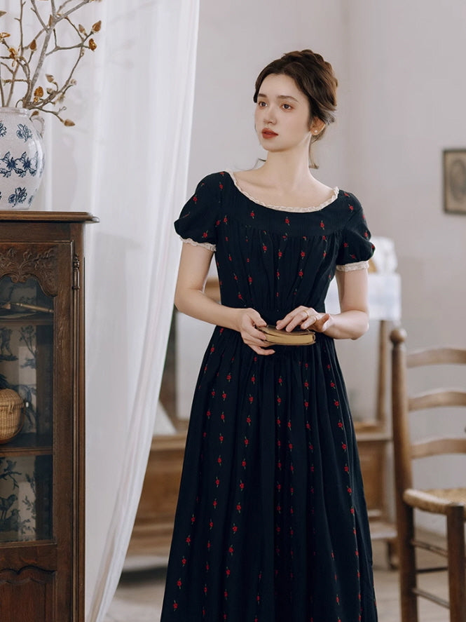 Midnight Rose Cotton Dress