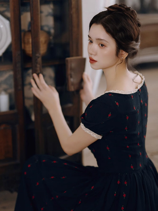 Midnight Rose Cotton Dress