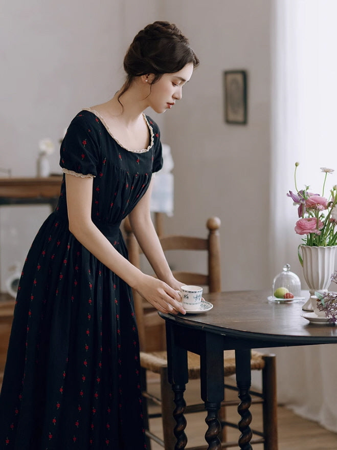 Midnight Rose Cotton Dress