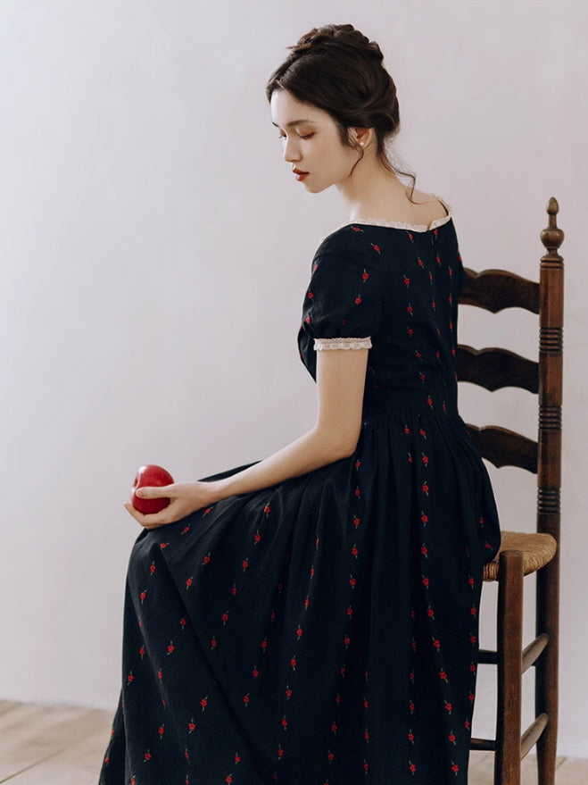 Midnight Rose Cotton Dress
