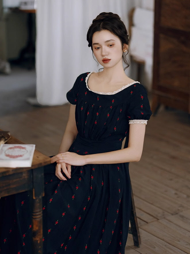 Midnight Rose Cotton Dress
