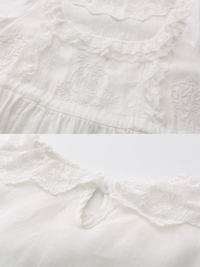 Fountain Embroidery Ramie Dress
