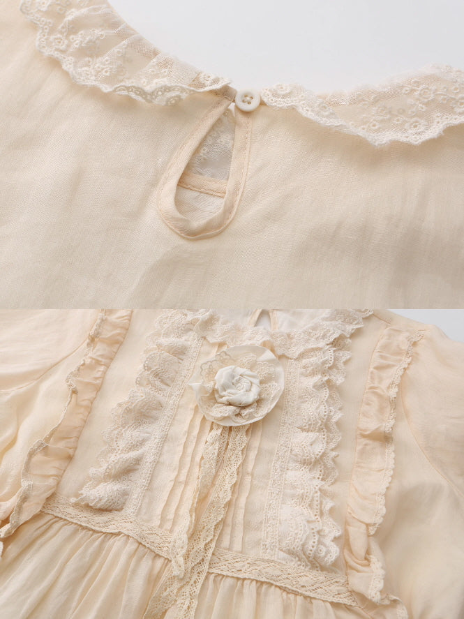 Forest Bloom Ramie Embroidered Dress