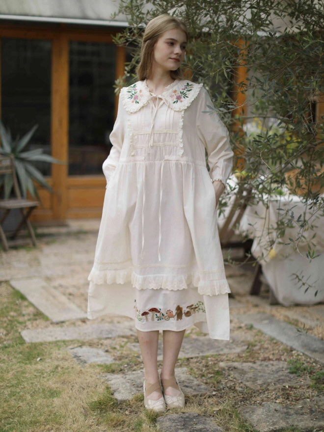 Woodland Story Embroidered Cotton Dress
