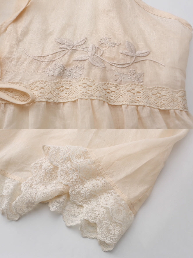 Cottage Bloom Embroidered Cotton Slip Dress