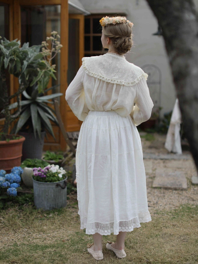 Wild Garden Embroidered Ramie Blouse