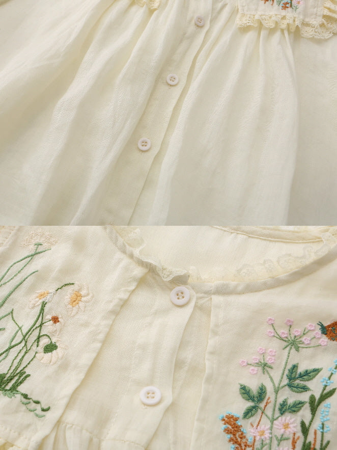 Wild Garden Embroidered Ramie Blouse