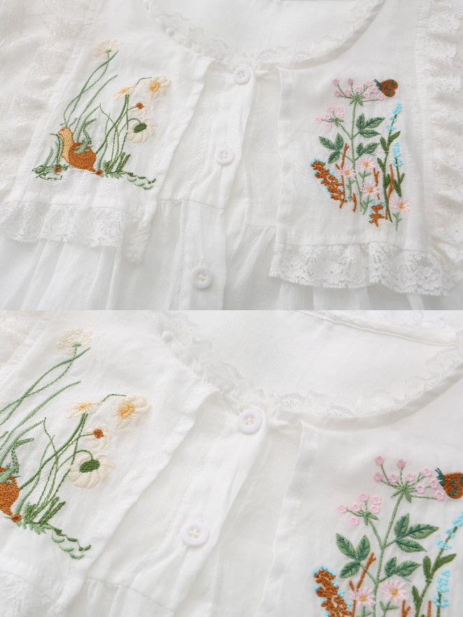 Wild Garden Embroidered Ramie Blouse