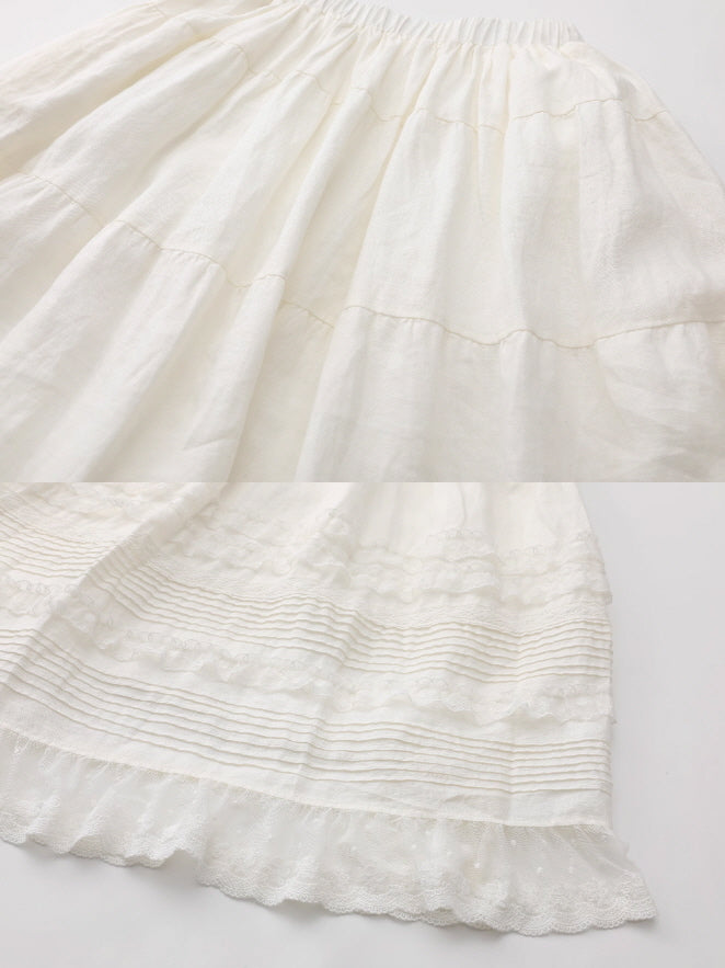 Lace Meadow Tiered Linen Skirt