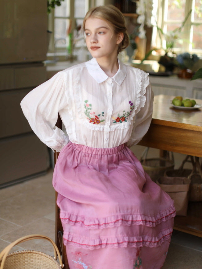 Blooming Petals Embroidered Blouse