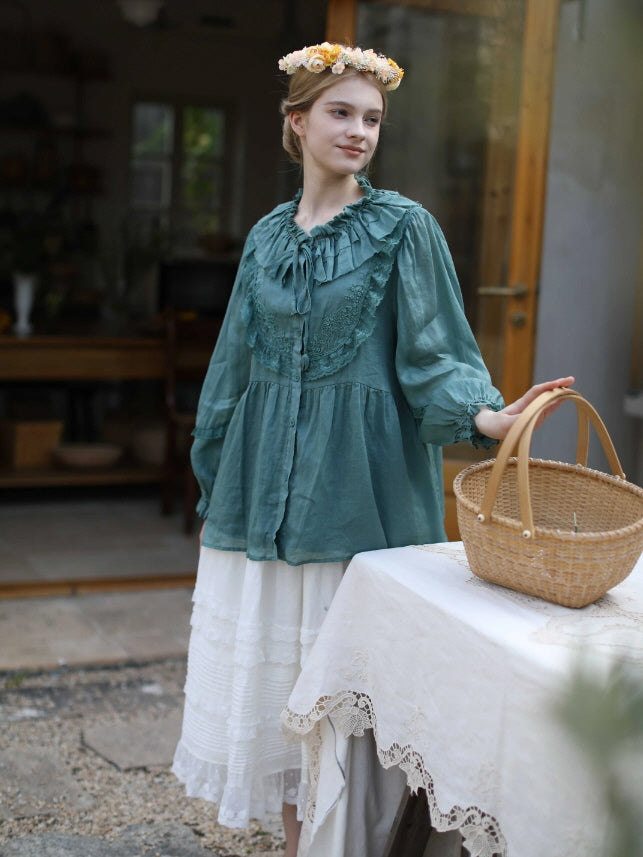 Rose Whispers Ramie Lace Blouse