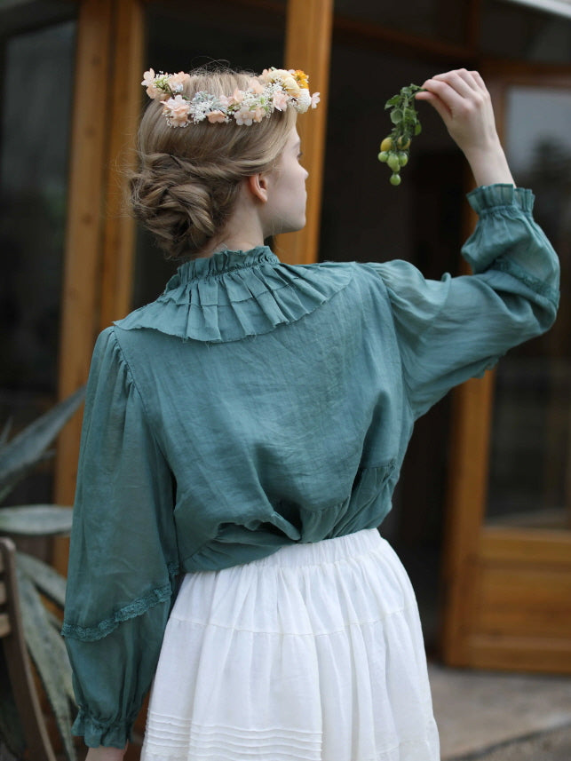 Rose Whispers Ramie Lace Blouse