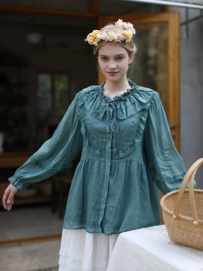 Rose Whispers Ramie Lace Blouse