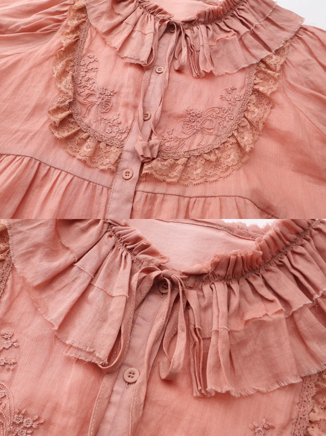 Rose Whispers Ramie Lace Blouse