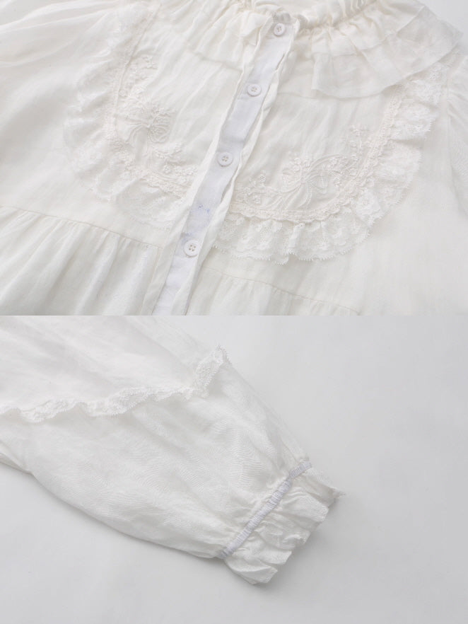 Rose Whispers Ramie Lace Blouse