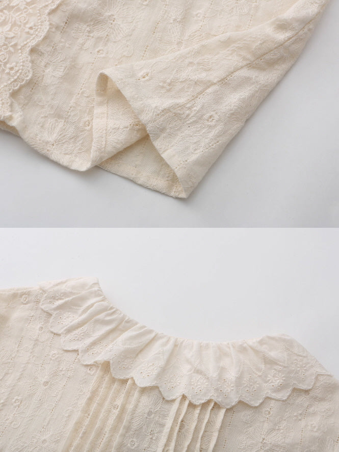 Antique Cream Lace Panel Blouse