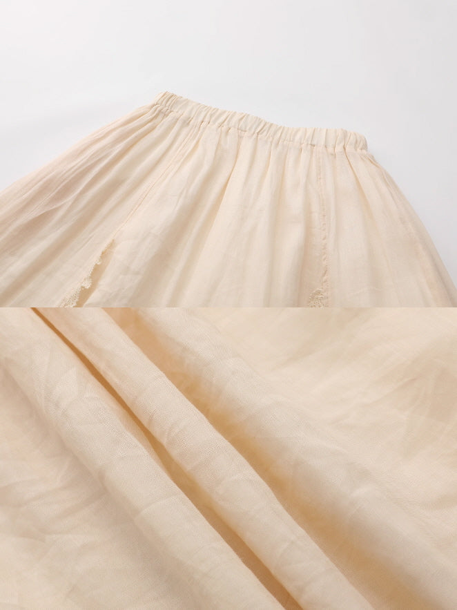 Forest Whisper Embroidered Ramie Skirt