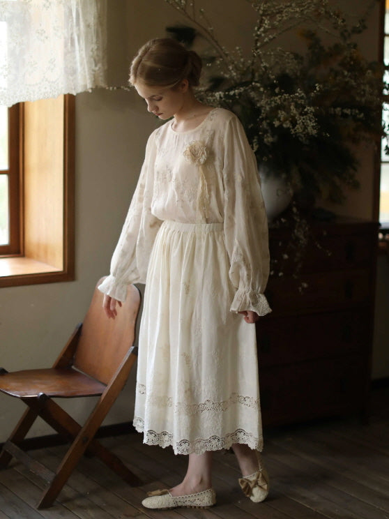 Moonlit Garden Embroidered Blouse