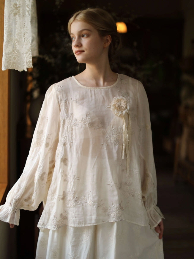 Moonlit Garden Embroidered Blouse